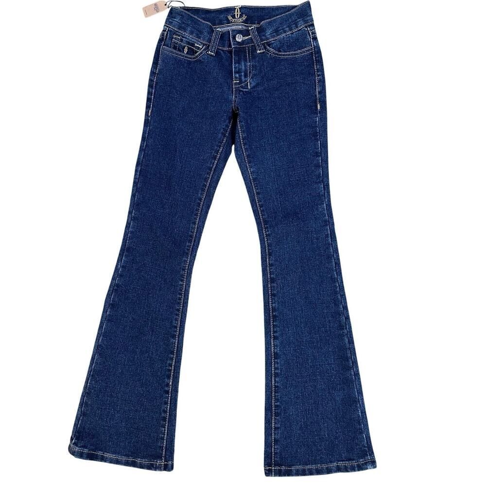 NWT South Texas Dark Wash Flare Bottom Hippie BOHO Denim Jeans Girls Size 7 Tall